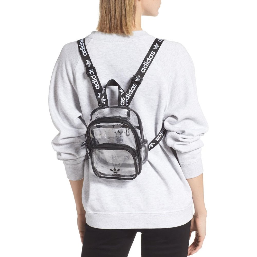 Adidas Transparent Mini Trefoil Backpack Black - Picture 16 of 16